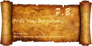 Prónay Bertalan névjegykártya